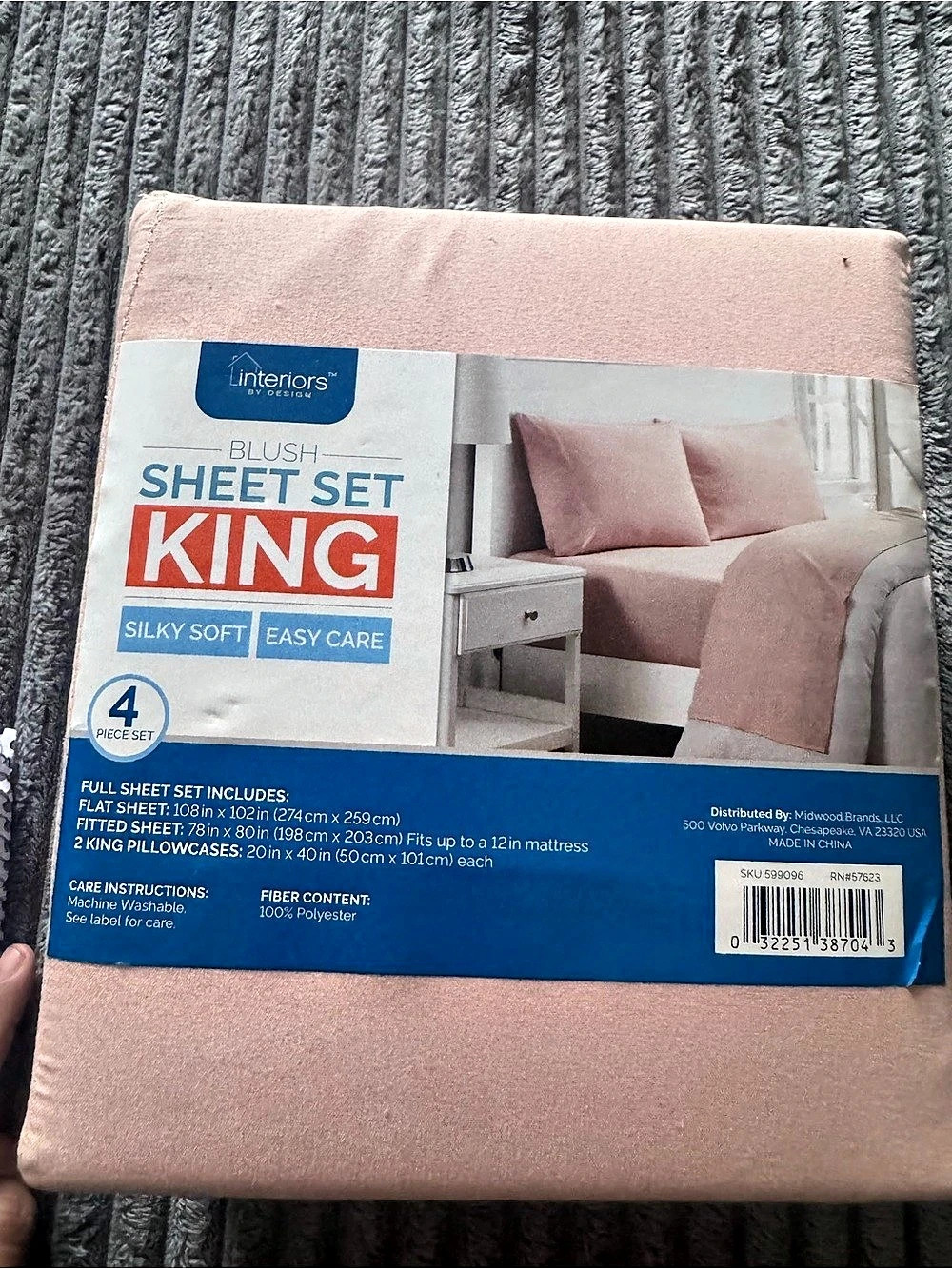 Intenions Blush King Sheet Set NWT